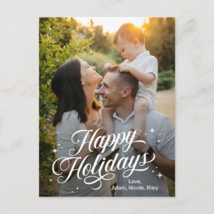 Magical Time Happy Holidays Editable Colour Holiday Postcard