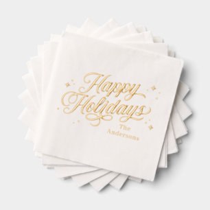 Magical Time Happy Holidays Foil Napkins