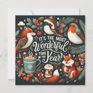 Magical time of the year fantasy - Christmas foxes Holiday Card