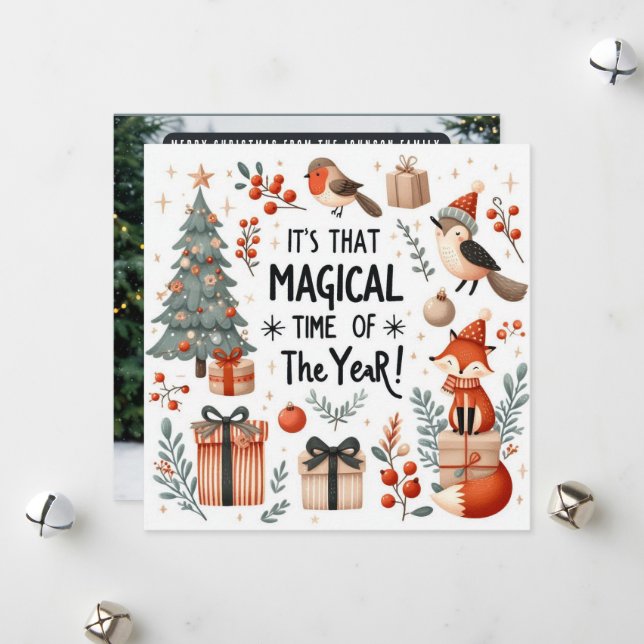 Magical time of the year Forest fantasy Holiday Card (Front/Back In Situ)