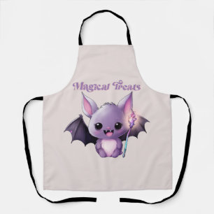 Magical Treats – Cute Purple Bat Halloween Apron