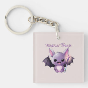 Magical Treats – Cute Purple Bat Halloween Key Ring