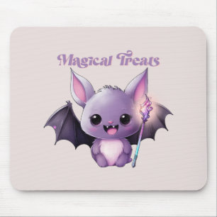 Magical Treats – Cute Purple Bat Halloween Mouse Pad