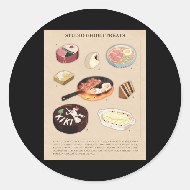 Magical Treats Food From Studio Ghibli Films Stick Classic Round Sticker (Front)