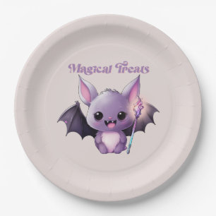 Magical Treats with Cute Bats Paper Plate