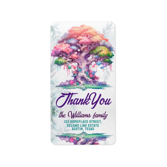 Magical Tree of Life Baby Shower Thank You Label (Front)