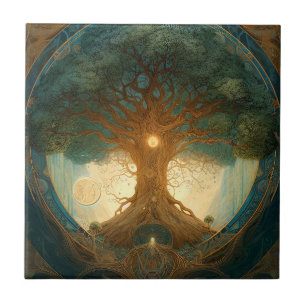 Magical Tree Of Life Surreal Nature Art Ceramic Tile
