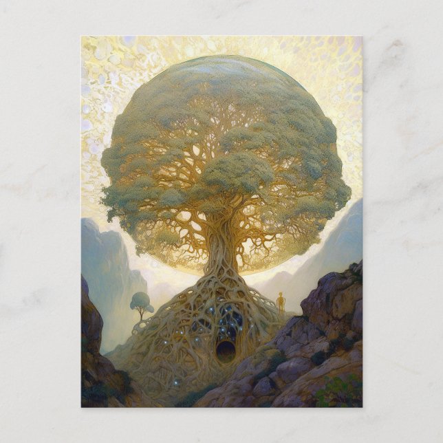Magical Tree Of Life Surreal Nature Art Postcard (Front)