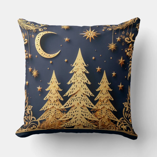Magical Tree Scene – Yuletide Glimmers Cushion (Front)