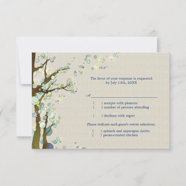 Magical Tree Theme Wedding Meal Choice RSVP (Front)