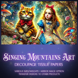Magical Treetop Tales Alice and Cat Decoupage Tissue Paper