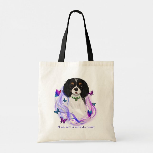 Magical Tri Colour Cavalier King Charles Spaniel  Tote Bag (Back)