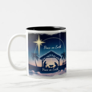 Magical Tropical Nativity Peace on Earth Two-Tone Coffee Mug