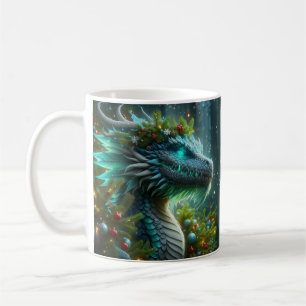 Magical Turquoise Christmas Dragon Coffee Mug