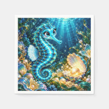 Magical Turquoise Seahorse & Golden Pearl Underwat