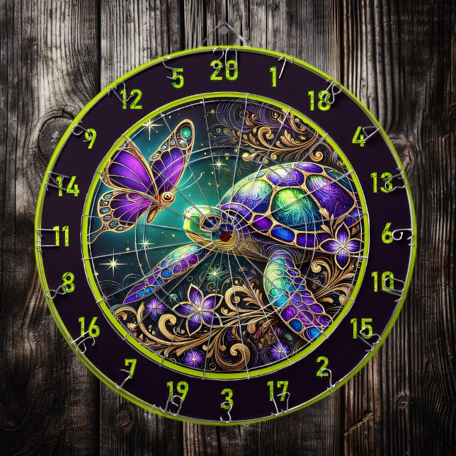 Magical Turtle Butterfly Rustic Room Art Dartboard (Creator Uploaded)