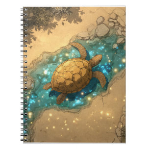 Magical Turtle in Sparkling Stream Notebook