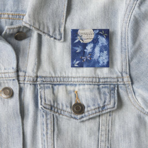 Magical Twilight Dance Dragonfly Cyanotype Pinback 15 Cm Square Badge