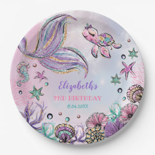 Magical Under the Sea Mermaid Tail Birthday Party Paper Plate