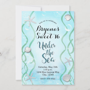Magical Under The Sea Soft Blue Sweet 16 Birthday  Invitation