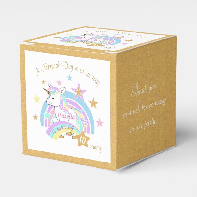 Magical Unicorn 00th Birthday Favour Box (Front Side)
