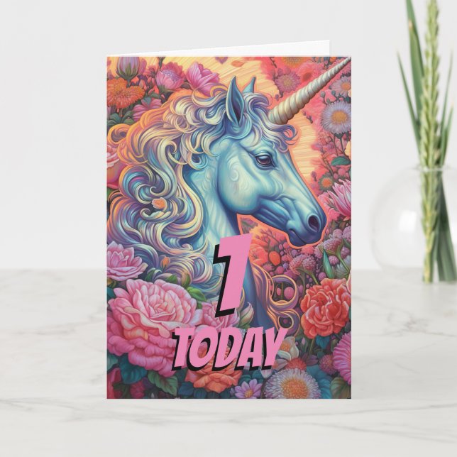 Magical Unicorn 1st Birthday Card (Front)
