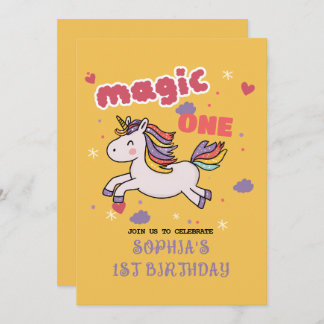 Magical Unicorn 1st Birthday Invitation