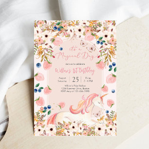 Magical Unicorn 1st Birthday Invitation