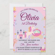 Magical Unicorn 1st Birthday Invitation for Girls