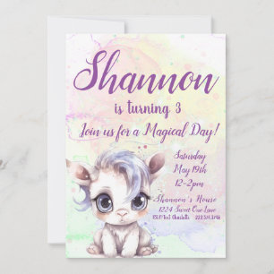 Magical Unicorn 3rd Birthday, Invitation