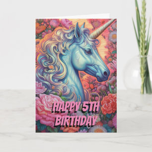 Magical Unicorn 5th Birthday Folded  Card