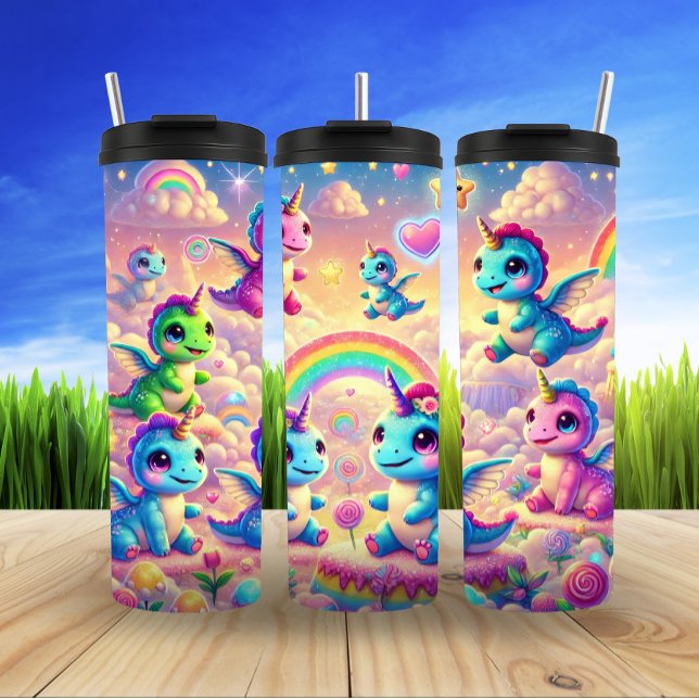 Magical Unicorn and Dinosaur Adventure Thermal Tumbler (Creator Uploaded)