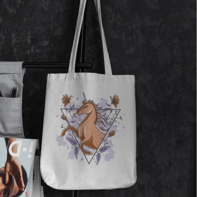 Magical Unicorn And Flowers Deisgn Tote Bag (Creator Uploaded)