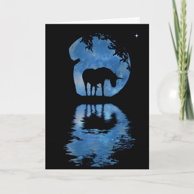 Magical Unicorn and Moon Happy Birthday Card (Front)