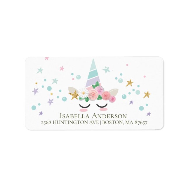 Magical Unicorn Baby Shower Address Label (Front)