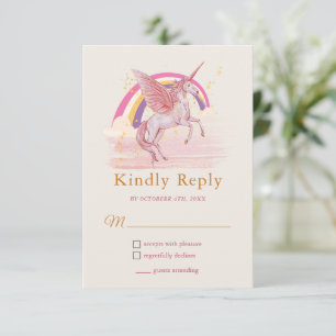 Magical Unicorn Baby Shower Party RSVP Card