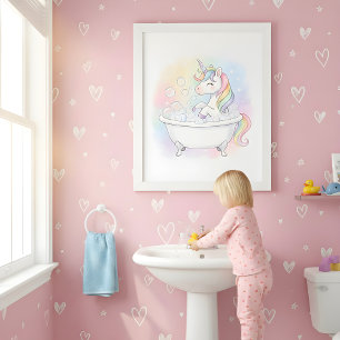 Magical Unicorn Bath Time Kids Bathroom Wall Art