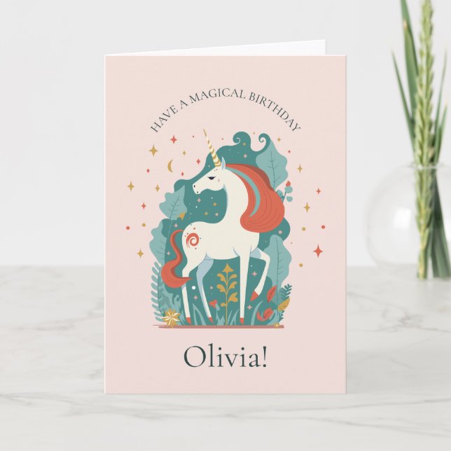 Magical Unicorn Birthday Card (Front)