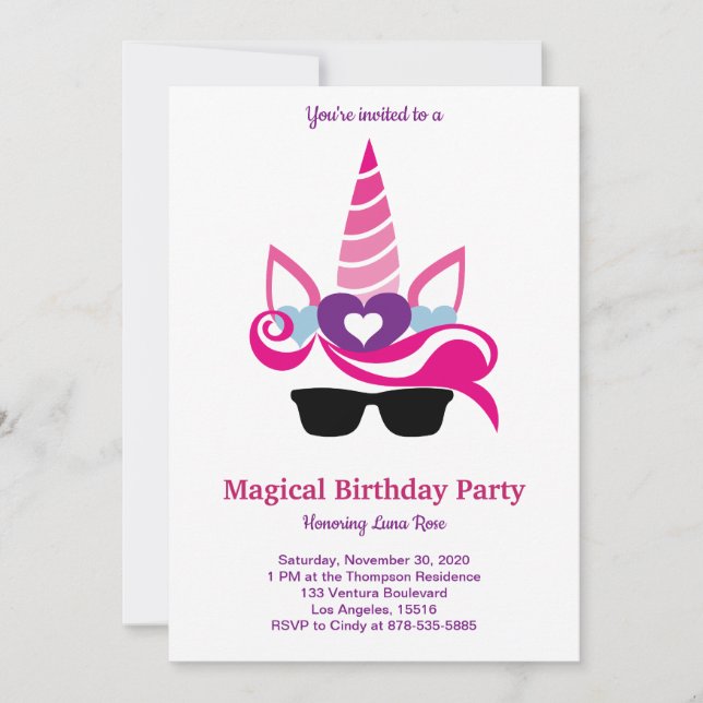 Magical Unicorn Birthday Invitation (Front)