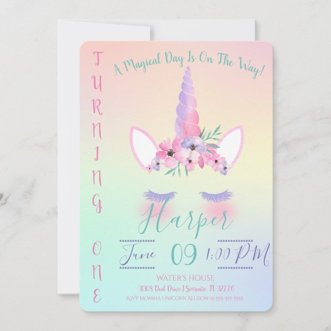 Magical Unicorn Birthday Invitation (Front)