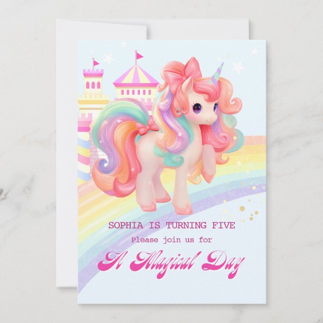 Magical Unicorn Birthday Invitation (Front)