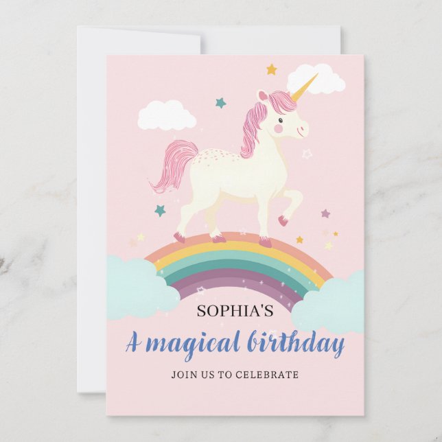 Magical Unicorn Birthday Invitation (Front)