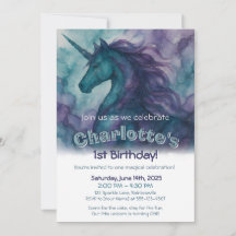 Magical Unicorn Birthday Invitation - Alcohol Ink