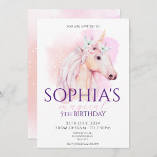 Magical Unicorn Birthday Invitation Rainbow 