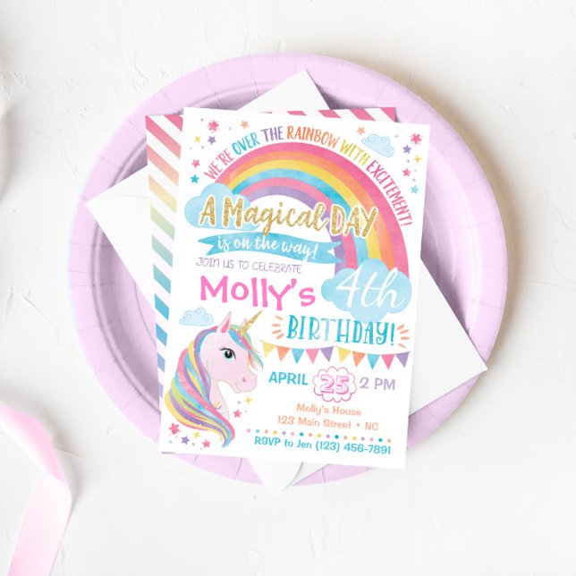 Magical Unicorn Birthday Invitation Rainbow Invite (Creator Uploaded)