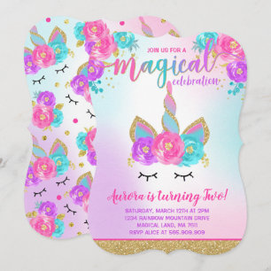 Magical Unicorn Birthday Invitation Unicorn Party
