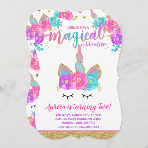 Magical Unicorn Birthday Invitation Unicorn Party