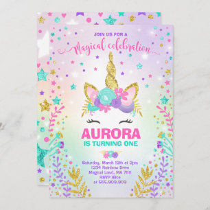 Magical Unicorn Birthday Invitation Unicorn Party