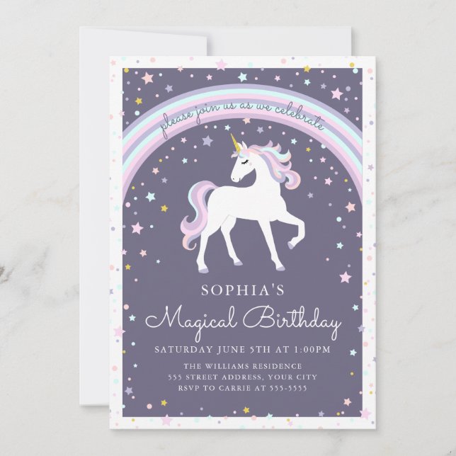 Magical Unicorn Birthday Invite (Front)