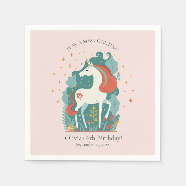 Magical Unicorn Birthday Napkin (Front)